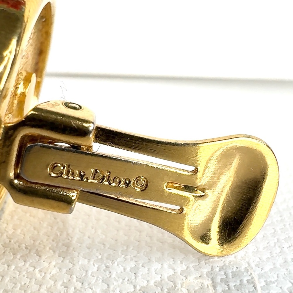 Christian Dior Vintage 1990s Faux Pearl Clip-on Earrings Authentic Signed - Picture 6 of 8